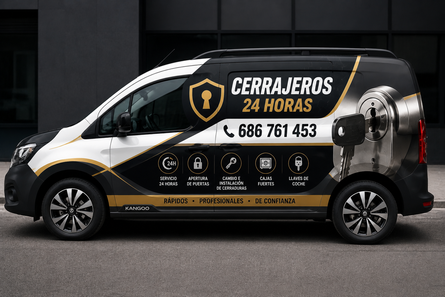 Furgoneta del cerrajero rotulada